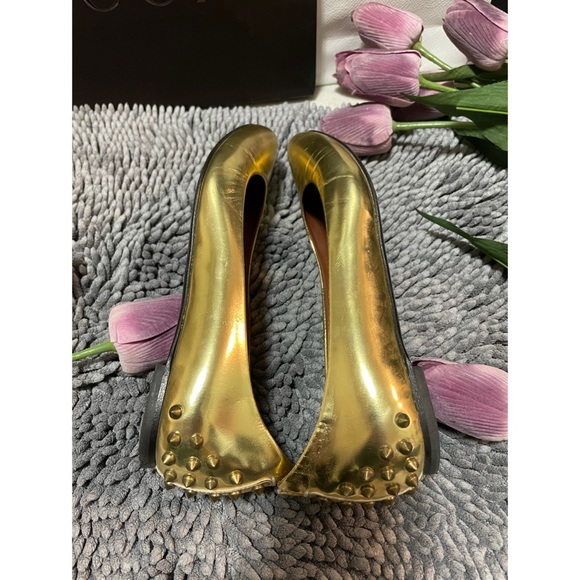 Alexander McQueen Metallic Gold Studded Flats - Picture 5 of 12